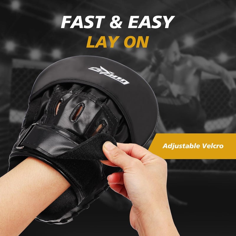 FIVING Curved Focus Punching Mitts for Men & Women - Leather Boxing Pads for Martial Arts, Karate, Kickboxing, Muay Thai, Taekwondo - Image 4